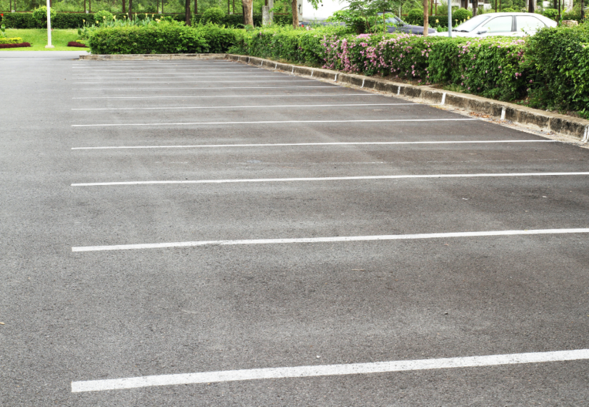 Clean church parking lot after power sweeping service.